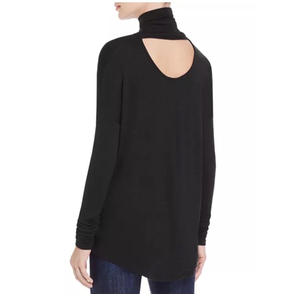 Rag & Bone/JEAN Black Cutout Back Long Slv Turtleneck Knit Top Sz M Oversized